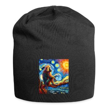 Pavian-Affe-Sternennacht-Gemälde - Jersey-Beanie - Schwarz - Vorne
