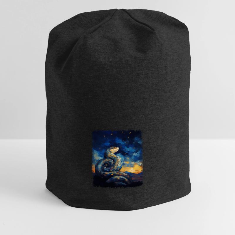 Kugelpython Schlange Sternennacht Gemälde Jersey-Beanie