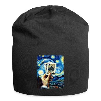 Blackjack Cartes de jeu Nuit étoilée Peinture - Bonnet en jersey - noir - Devant