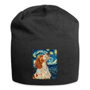 Brittany Spaniel Chien Nuit étoilée Peinture - Bonnet en jersey - noir - Devant