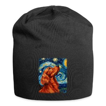 Irish Setter Hund Sternennacht Gemälde - Jersey-Beanie - Schwarz - Vorne