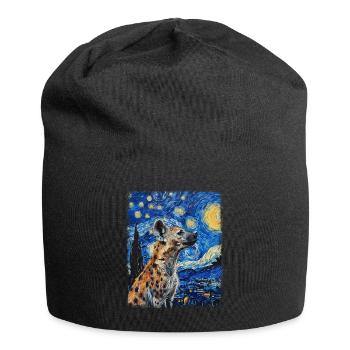 Hyène Africain Animal Nuit Étoilée Peinture - Bonnet en jersey - noir - Devant