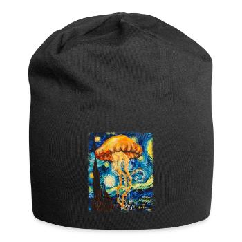 Méduse Océan Nuit étoilée Peinture - Bonnet en jersey - noir - Devant