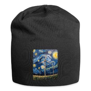 Windturbine Techniker Windmühle Sternennacht Maler - Jersey-Beanie - Schwarz - Vorne