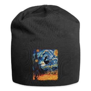 Hexe Halloween Hexen Okkultes Sternennacht Gemälde - Jersey-Beanie - Schwarz - Vorne
