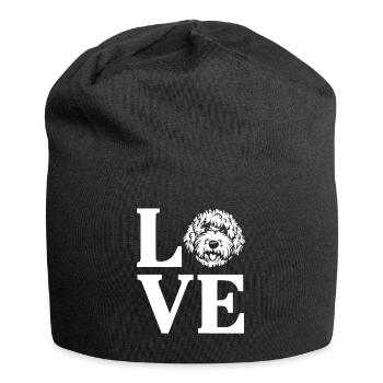Amour mignon Sheepadoodle chien - Bonnet en jersey - noir - Devant