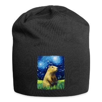 Capybara Capibara Peinture Nuit étoilée - Bonnet en jersey - noir - Devant