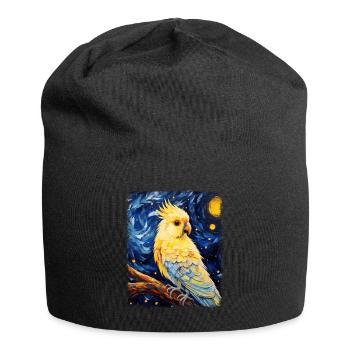 Cockatiel Cockatoo Parrot Bird Starry Night G - Jersey Beanie - black - Front