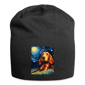 Coonhound chien Nuit étoilée Peinture - Bonnet en jersey - noir - Devant