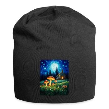 Cottagecore esthétique Nature champignon étoilé nuit Ma - Bonnet en jersey - noir - Devant