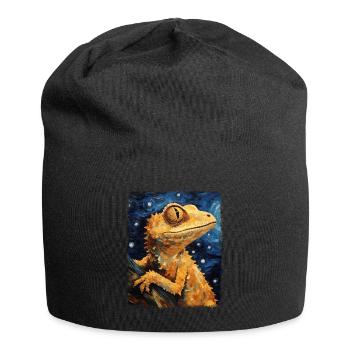 Lézard à crête Peinture de nuit étoilée - Bonnet en jersey - noir - Devant