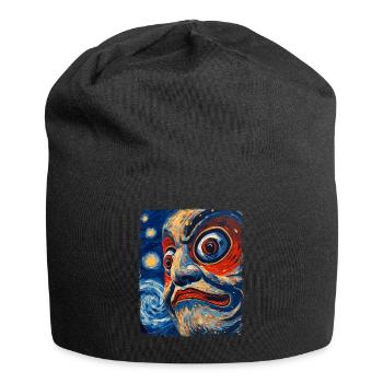 Daruma Puppe Japan Sternennacht Malerei - Jersey-Beanie - Schwarz - Vorne