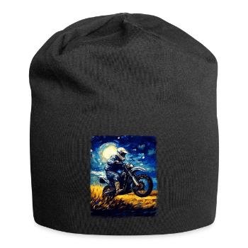 Dirt Bike Motocross Dirt Biking Biker Starry Night - Jersey Beanie - black - Front