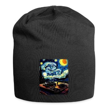 Dj Disc Jockey Turntable Starry Night Painting - Jersey Beanie - black - Front