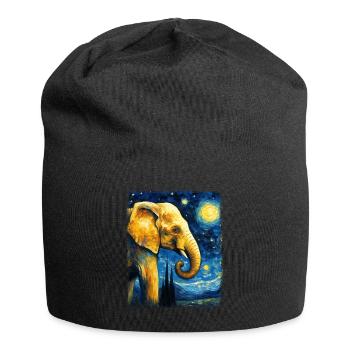 Elefant Tier Sternennacht Gemälde - Jersey-Beanie - Schwarz - Vorne
