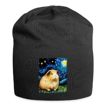 Cochon d’Inde Animal de compagnie Nuit étoilée Peinture - Bonnet en jersey - noir - Devant