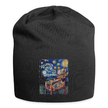 Pinball Arcade Game Machine Starry Night Painting - Jersey Beanie - black - Front