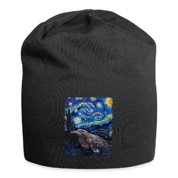 Platypus Starry Night Painting - Jersey Beanie - black - Front