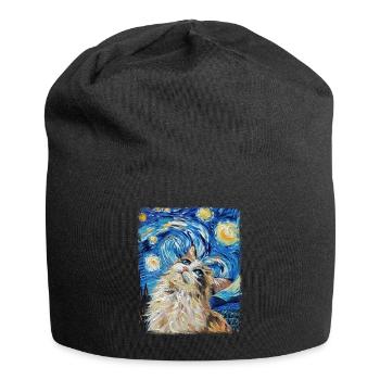 Ragdoll Cat Starry Night Painting - Jersey Beanie - black - Front