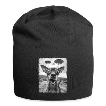 Miniature Pinscher Dog UFO Alien Alien Selfie - Jersey Beanie - black - Front