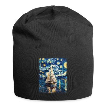 voilier bateau voilier peinture nuit étoilée - Bonnet en jersey - noir - Devant