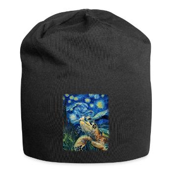 Sea Turtle Ocean Starry Night Painting - Jersey Beanie - black - Front