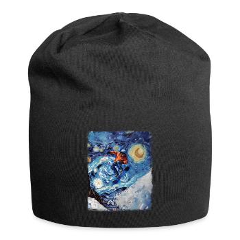 Snowboard Snowboard Snowboarder Nuit étoilée Ma - Bonnet en jersey - noir - Devant