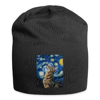 Tabby Katze Orange Katze Sternennacht Malerei - Jersey-Beanie - Schwarz - Vorne