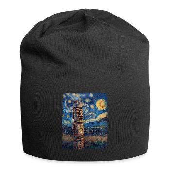 Tiki Luau Hawaïen Hawaïen Tiki Masque Nuit étoilée - Bonnet en jersey - noir - Devant