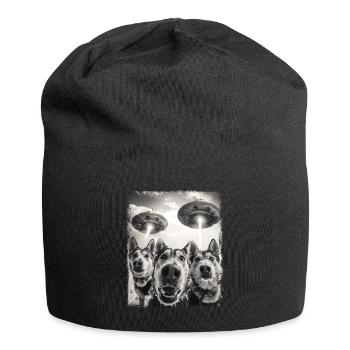 Mushing Sled Dog Sledding UFO Alien Extraterrestri - Jersey Beanie - black - Front