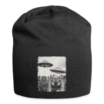 Ratte Maus UFO Alien Außerirdischer Selfie - Jersey-Beanie - Schwarz - Vorne