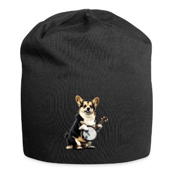 Pembroke Corgi Dog Bluegrass Banjo Player - Jersey Beanie - black - Front