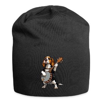 Beagle Dog Joueur de banjo bluegrass - Bonnet en jersey - noir - Devant