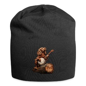 Brittany Spaniel Chien Joueur de Banjo Bluegrass - Bonnet en jersey - noir - Devant