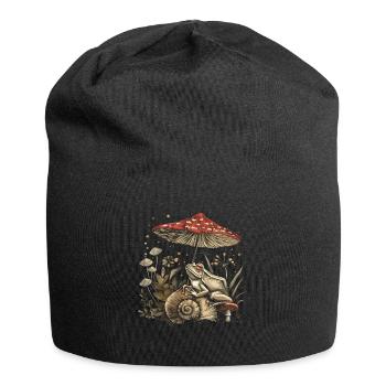 Cottagecore Esthétique Grenouille Coquille Champignon Witchy F - Bonnet en jersey - noir - Devant