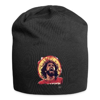 Lustiger wütender Typ mit Dornenkrone - Jersey-Beanie - Schwarz - Vorne