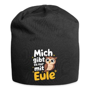 Night Owl Owl Owl Bird - Jersey Beanie - black - Front