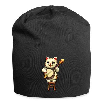 Maneki Neko Chat Japonais Lucky Bluegrass Banjo - Bonnet en jersey - noir - Devant