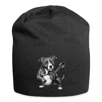 Pitbull Pittie Dog Joueur de banjo bluegrass - Bonnet en jersey - noir - Devant