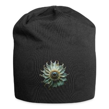 Weirdcore Ästhetische Blume Menschlicher Augapfel - Jersey-Beanie - Schwarz - Vorne
