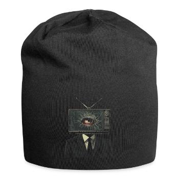 Weirdcore Ästhetik TV Mann Augapfel Grunge Strange - Jersey-Beanie - Schwarz - Vorne