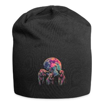 Éléphant Animal Lune Hurlante - Bonnet en jersey - noir - Devant