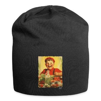 Vintage Propaganda: Boy Eats Healthy Food - Jersey Beanie - black - Front