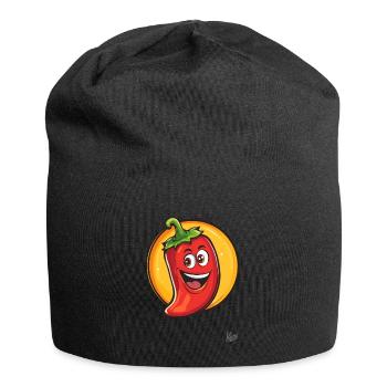 Hallo! Lustige scharfe Pepperoni - Jersey-Beanie - Schwarz - Vorne