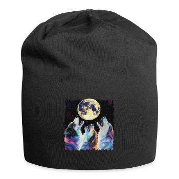 Australian Shepherd Dog Heulender Mond - Jersey-Beanie - Schwarz - Vorne