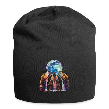 Beagle Dog Howling Moon - Jersey Beanie - black - Front