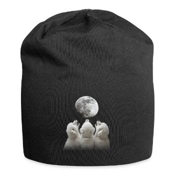 Bichon Frise Dog Howling Moon - Jersey Beanie - black - Front