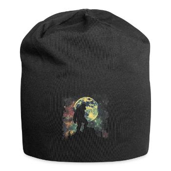 Bigfoot Sasquatch Yeti Howling Moon - Jersey Beanie - black - Front