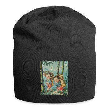 Chinese Children: Hike in the Bamboo Forest - Jersey Beanie - black - Front