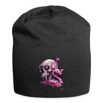 Pink Primate Skull & Flamingo: Tropical Vibes - Jersey Beanie - black - Front